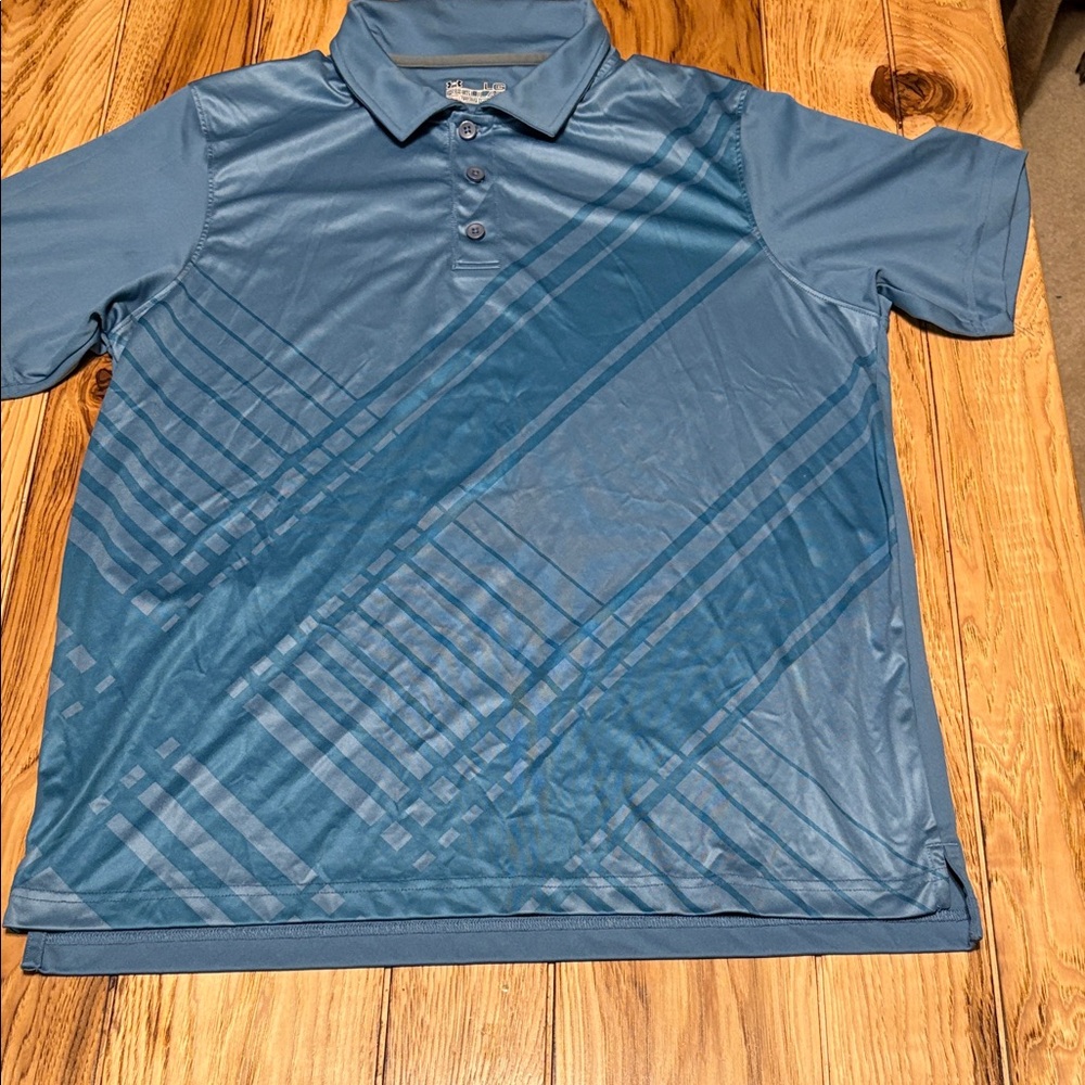 Stylish Blue Under Armour Polo Shirt with Geometric Design